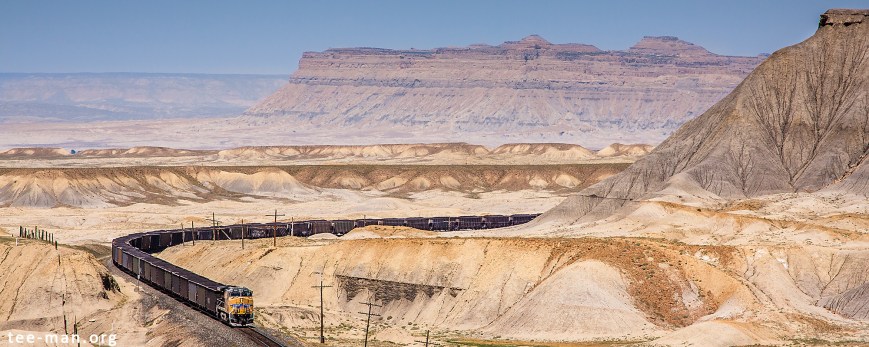 UP's 5688 pushes a coal train on the moon. Green River, 1.6.2014
