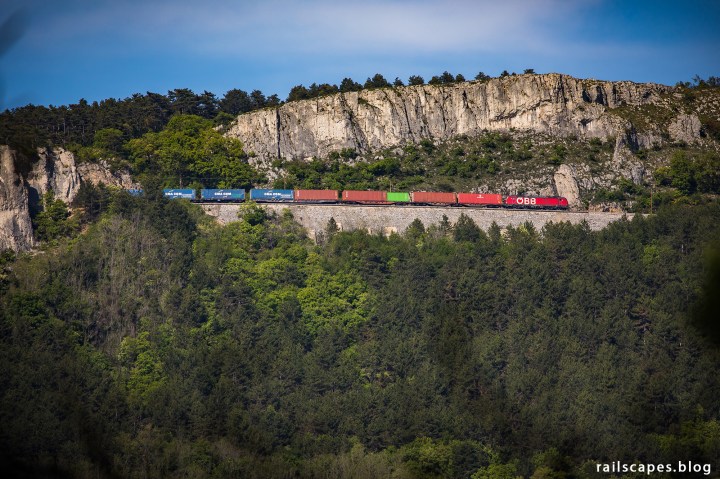 Container train out of Koper.
